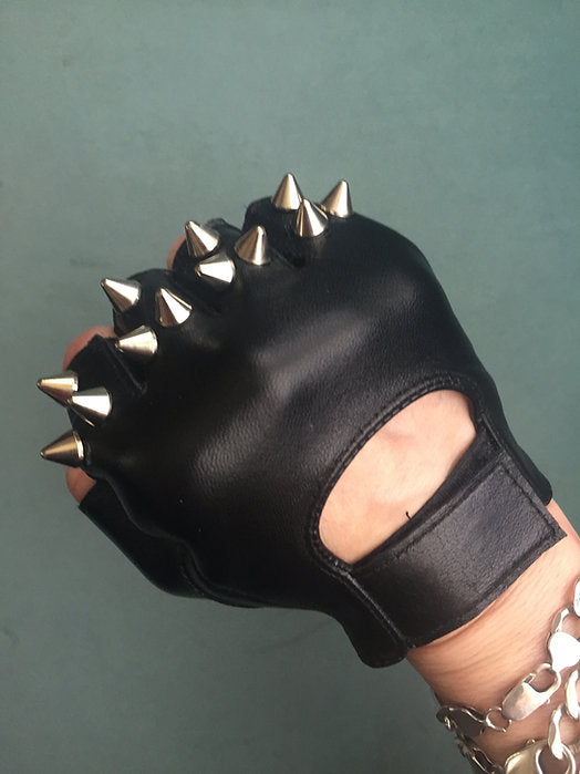 spike leather gloves