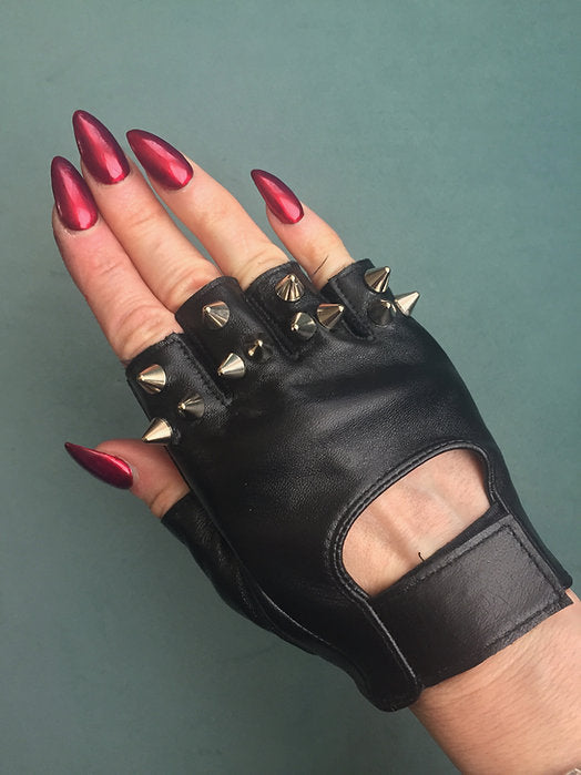 spike leather gloves