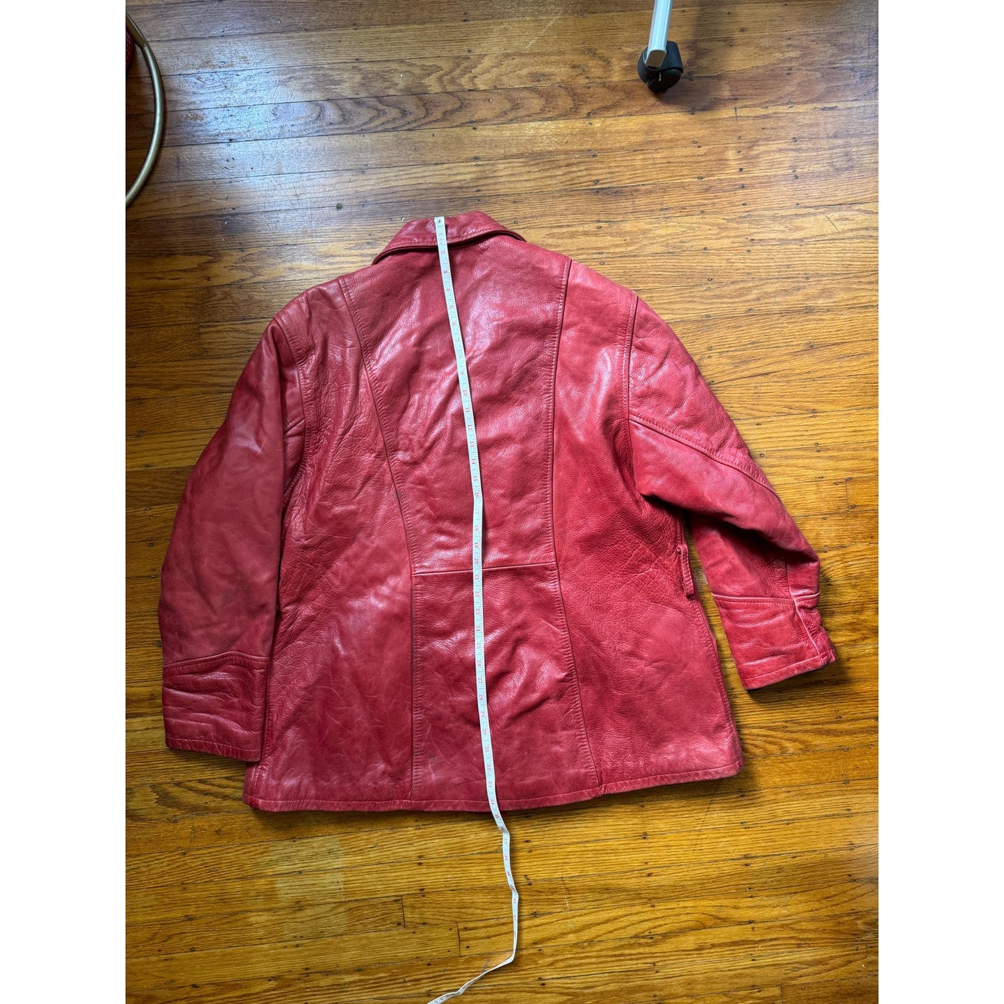 Red Women's Leather Trench Coat, 2XL