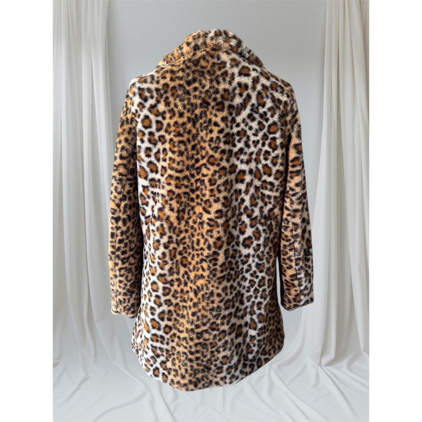 Women's Leopard Print Faux Fur Coat, S
