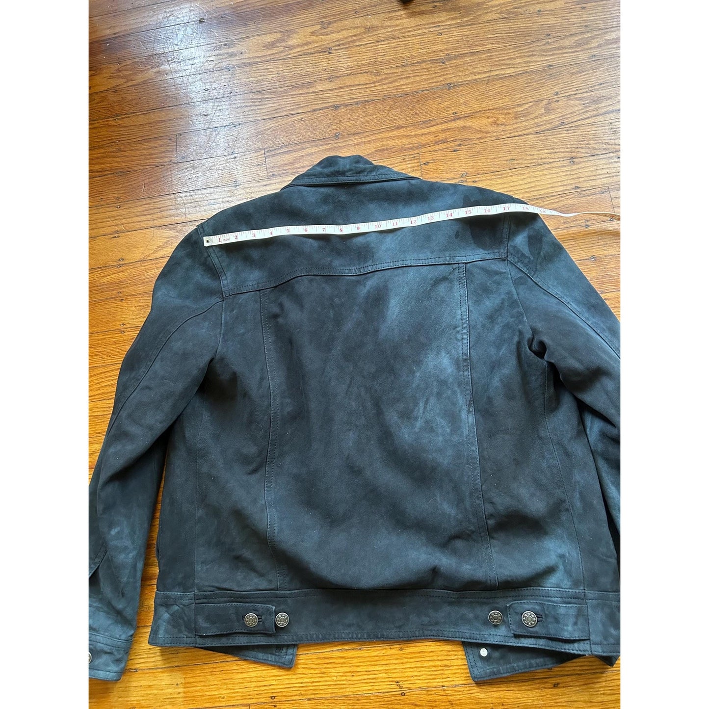 Men's Vintage Black Suede Trucker Jacket, Small