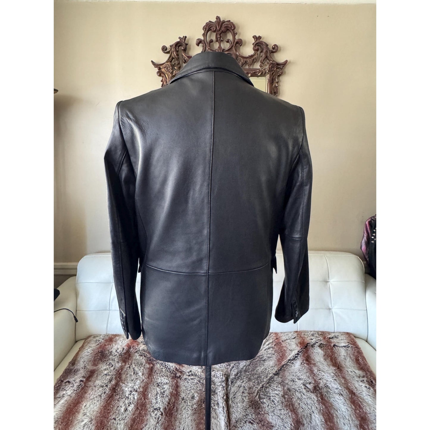 Men's Leather Blazer Jacket, Medium