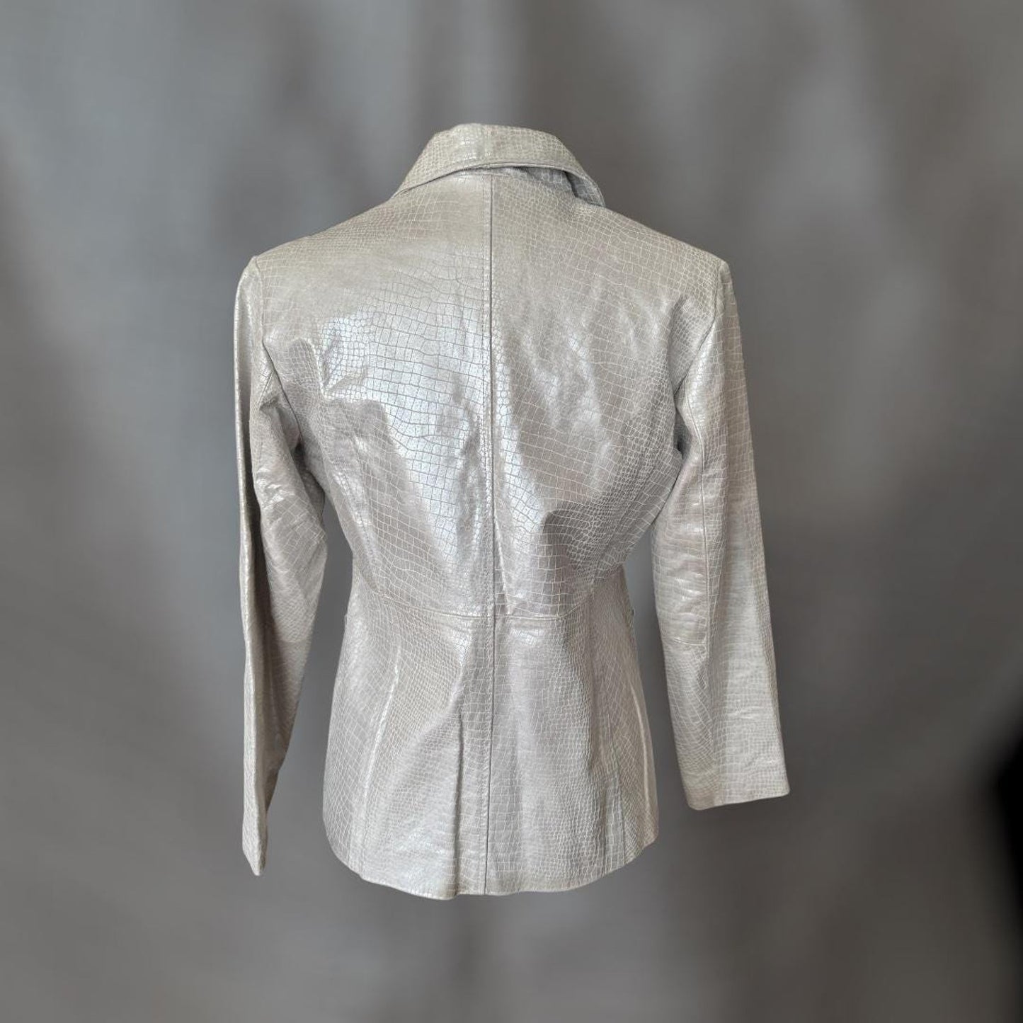Women's Silver Snakeskin Leather Blazer, 8P
