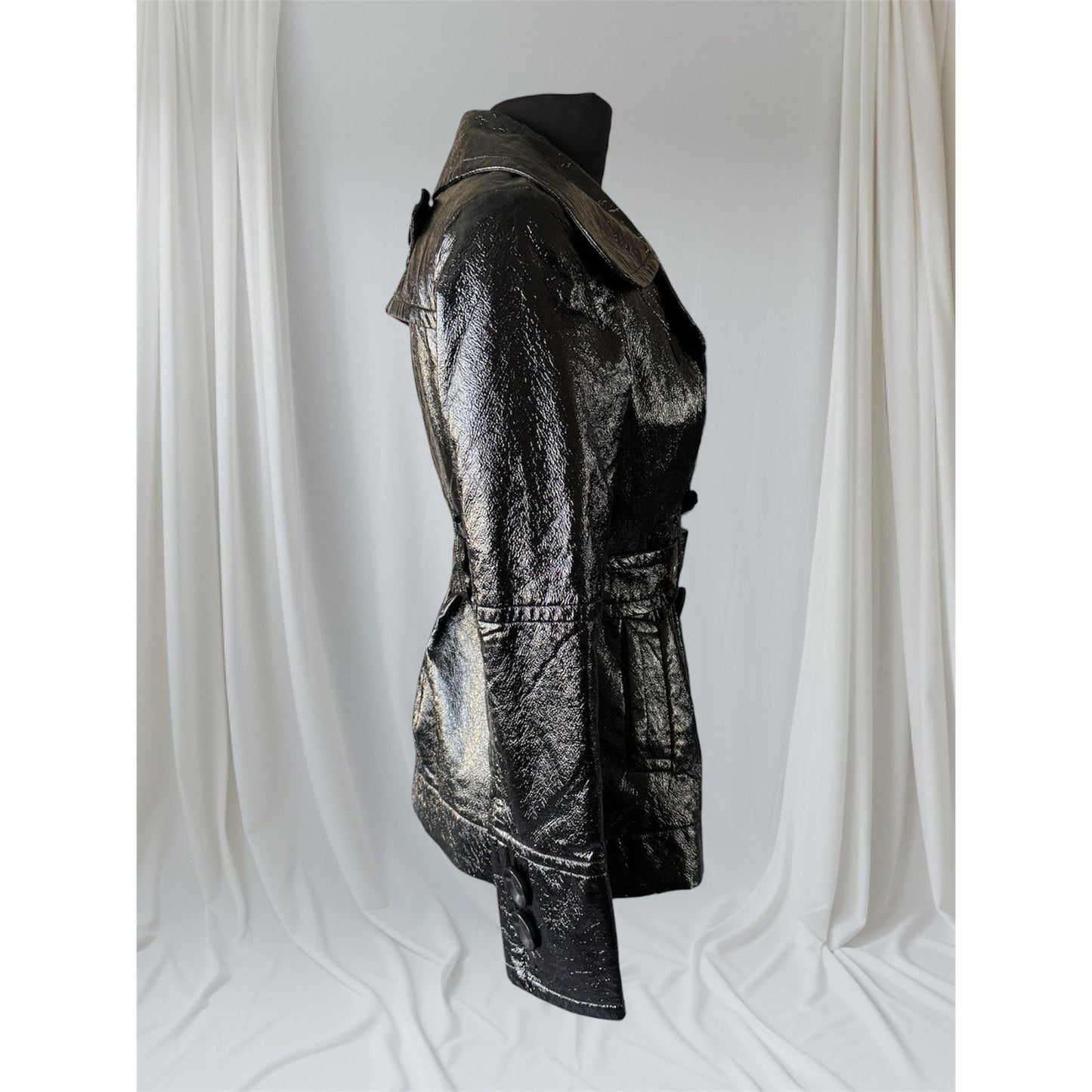 Women's Patent Leather Trench Coat, Small