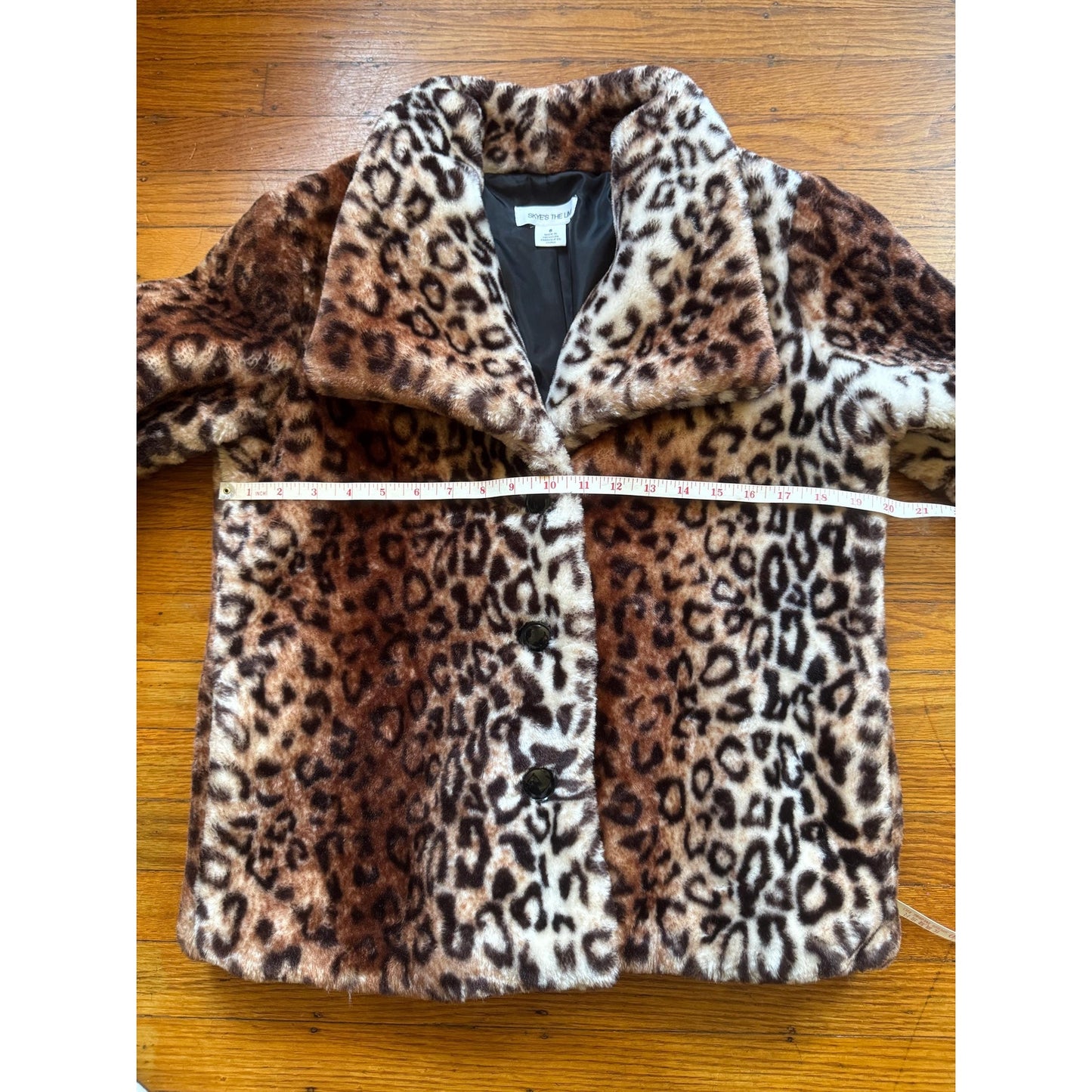 Leopard Print Faux Fur Coat, M