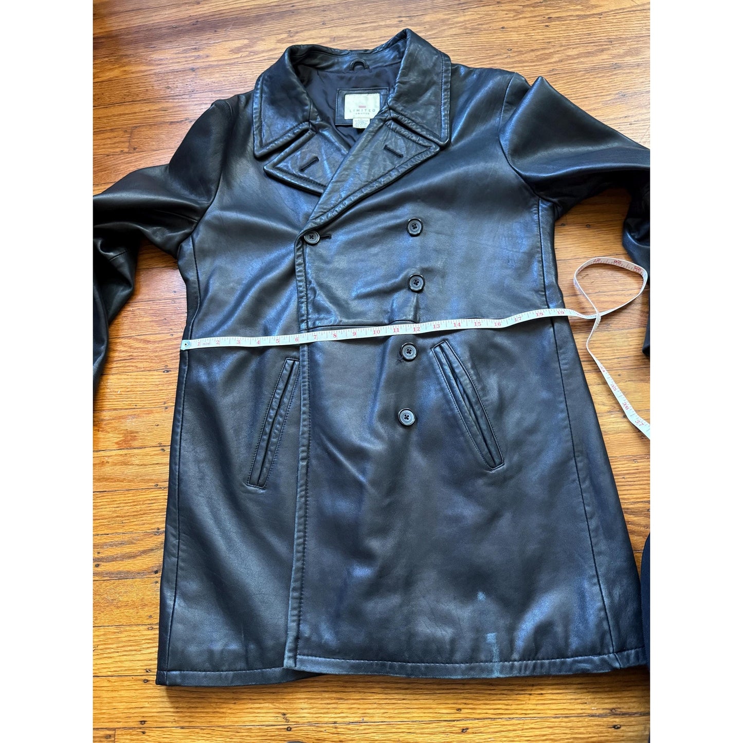 Black Leather Women's Trench, Size L