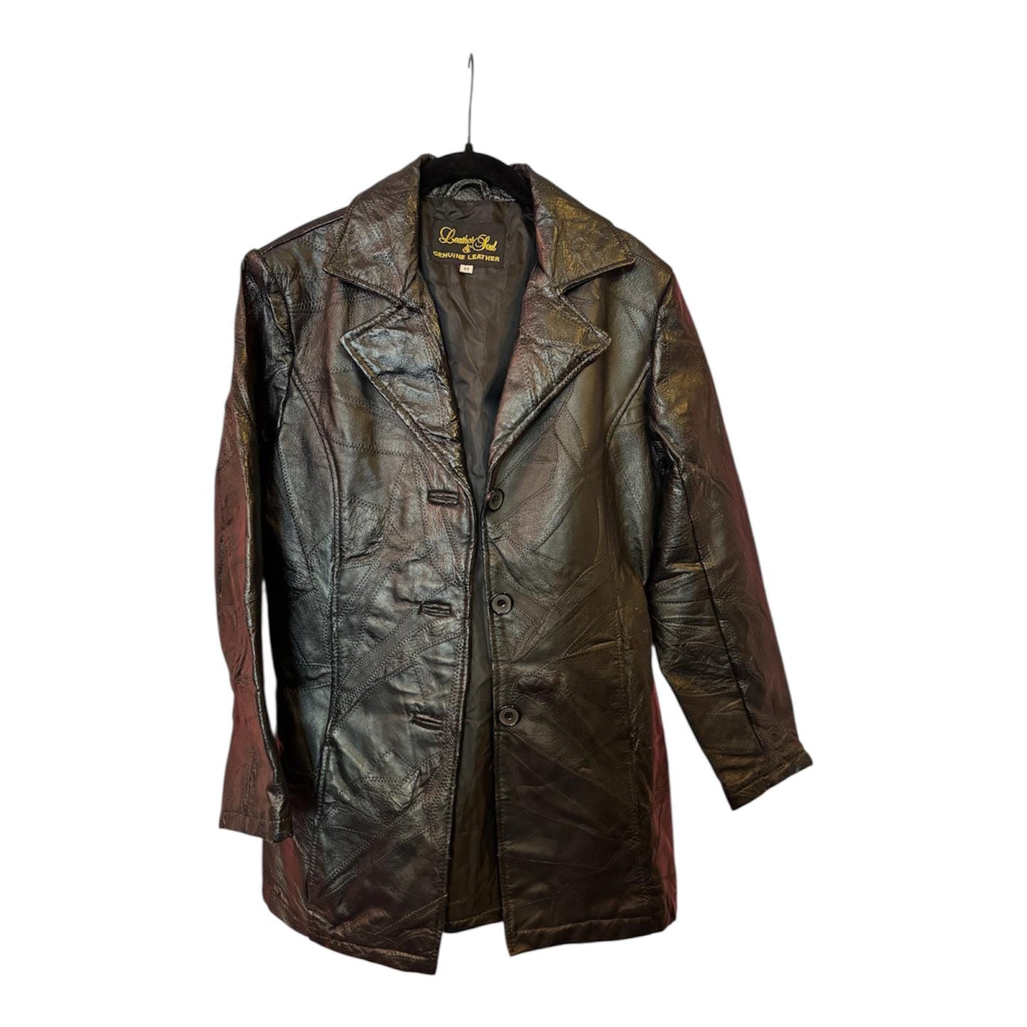 Women's Leather Trench Jacket, Medium