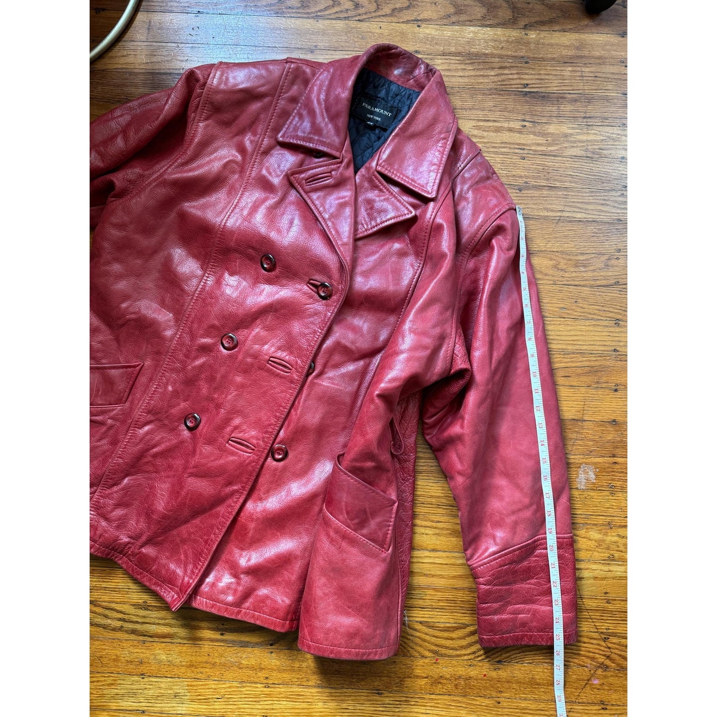 Red Women's Leather Trench Coat, 2XL