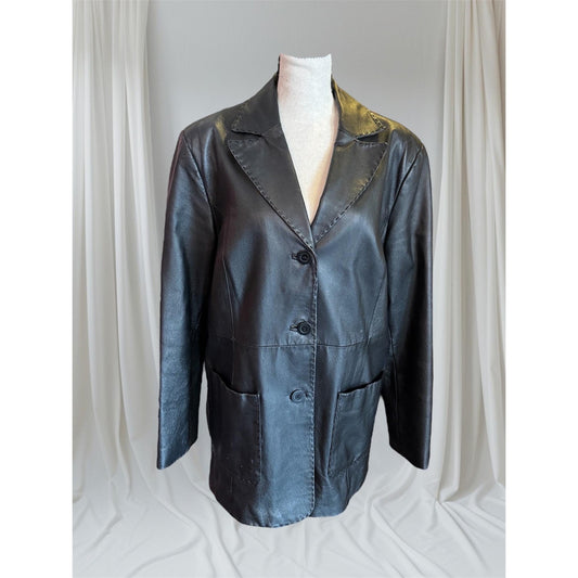 Women's Leather Trench Jacket, Medium