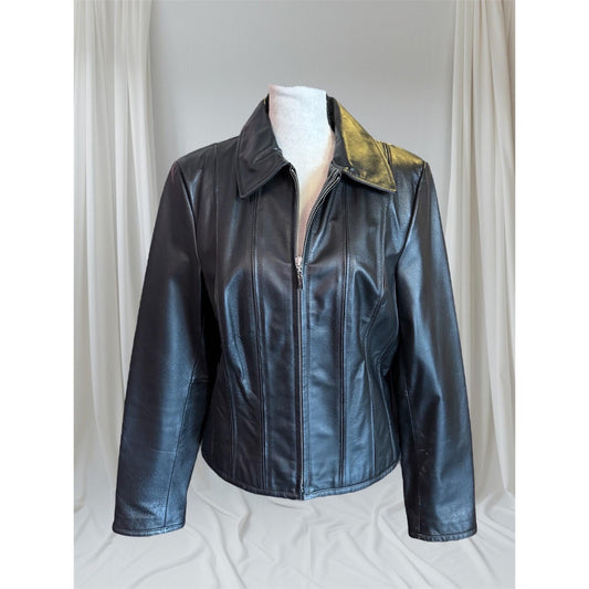 Women's Leather Motorcycle Jacket, Medium