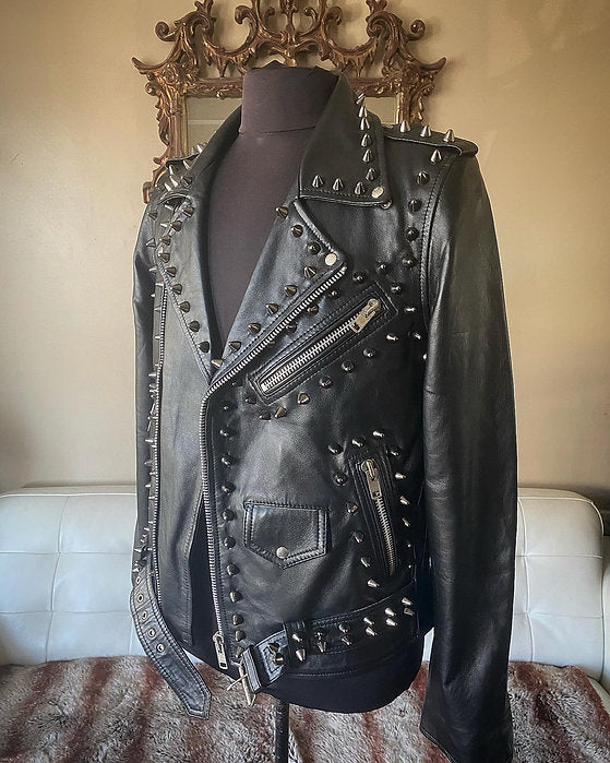 Custom Order High Quality Lambskin Leather w Black Studs, XS-4XL