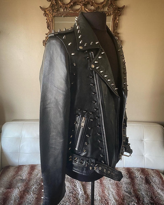 Custom Order High Quality Lambskin Leather w Black Studs, XS-4XL