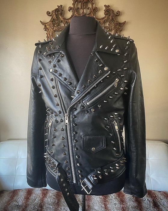 Custom Order High Quality Lambskin Leather w Black Studs, XS-4XL