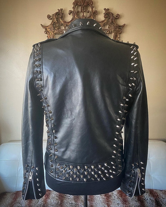 Custom Order High Quality Lambskin Leather w Black Studs, XS-4XL