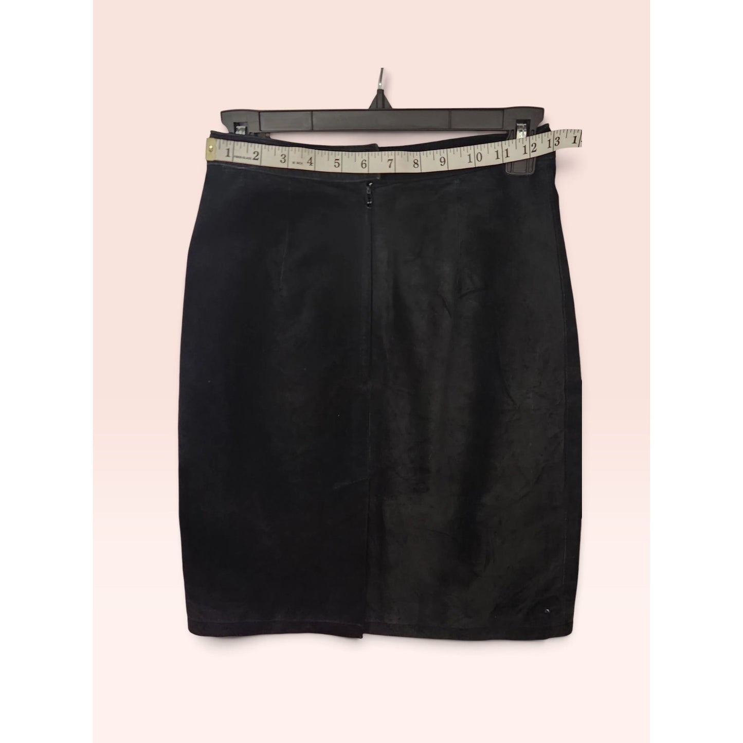 Suede Leather Skirt Black