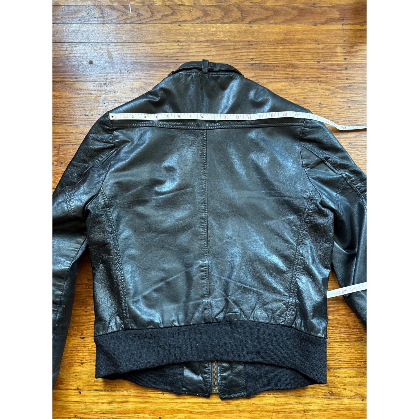 Copied - Men's Vintage Black Leather Bomber Jacket, Medium 40