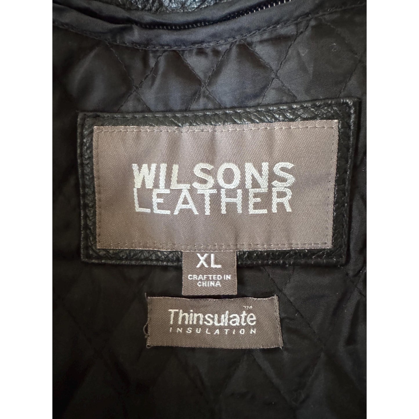 Men's Black Leather Motorcycle Jacket, XL