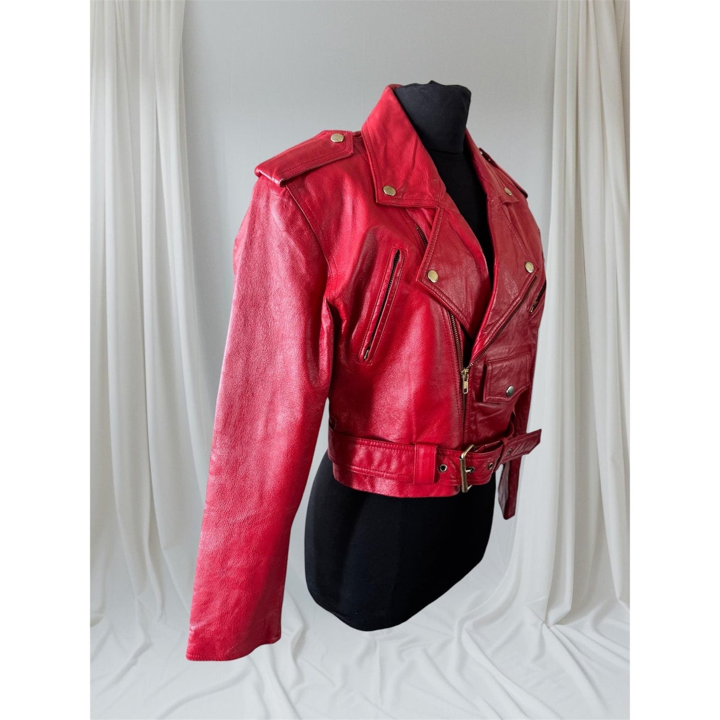 Red Leather Women's Jacket, Size L/ XL