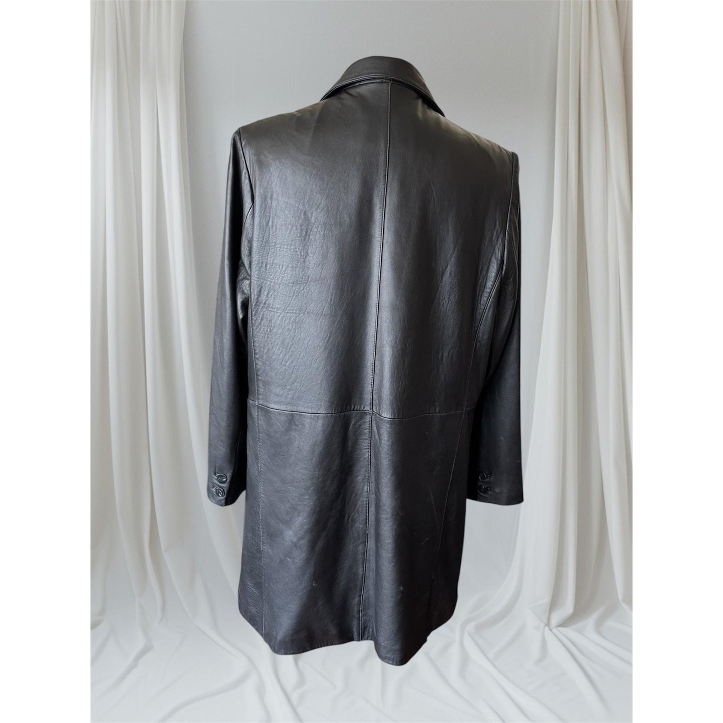 Men's Vintage Leather Trench Coat, Large