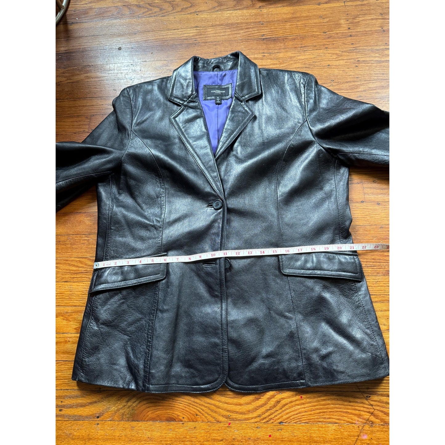 Black Leather Women's Blazer, Size XL