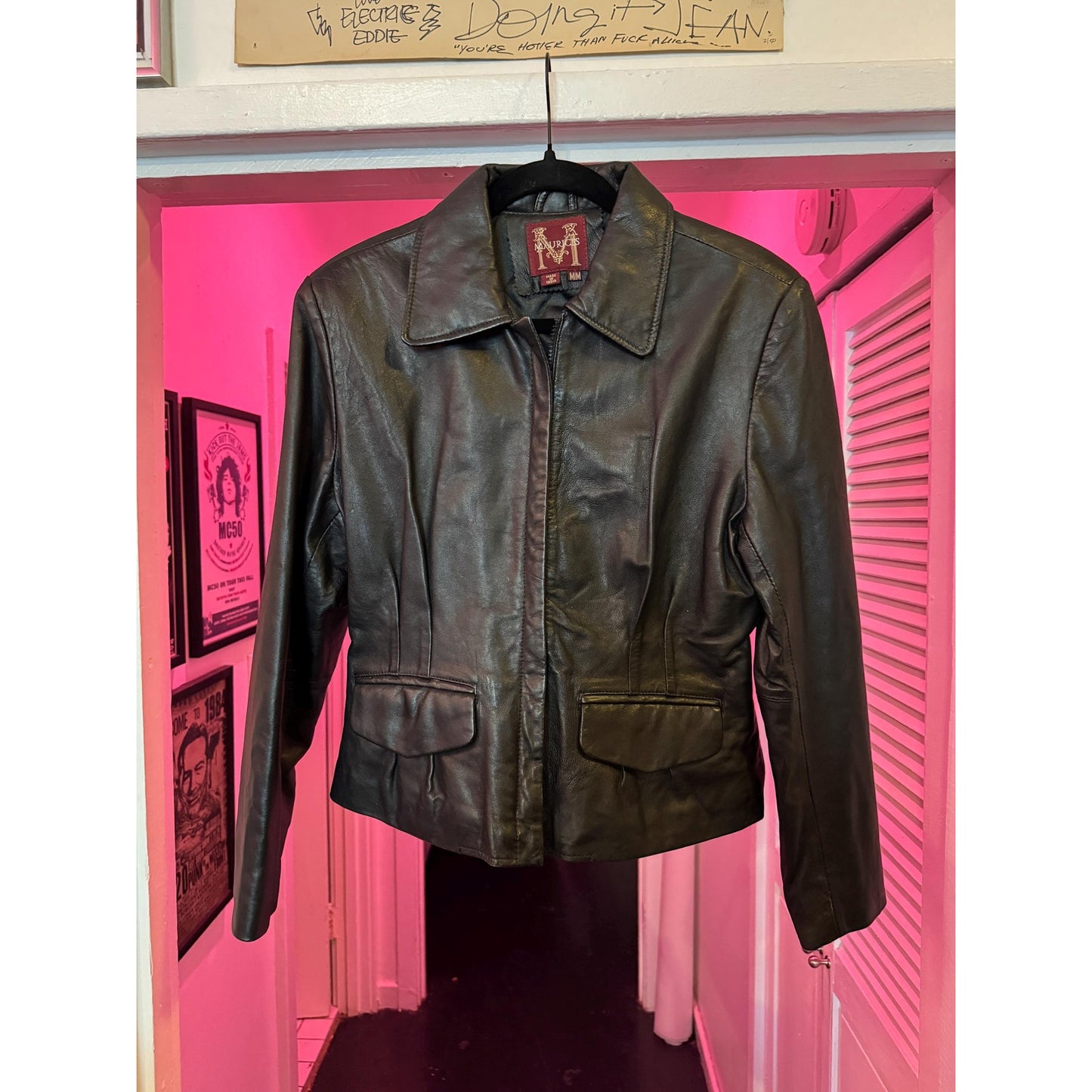Black Leather Women's Jacket, Size M