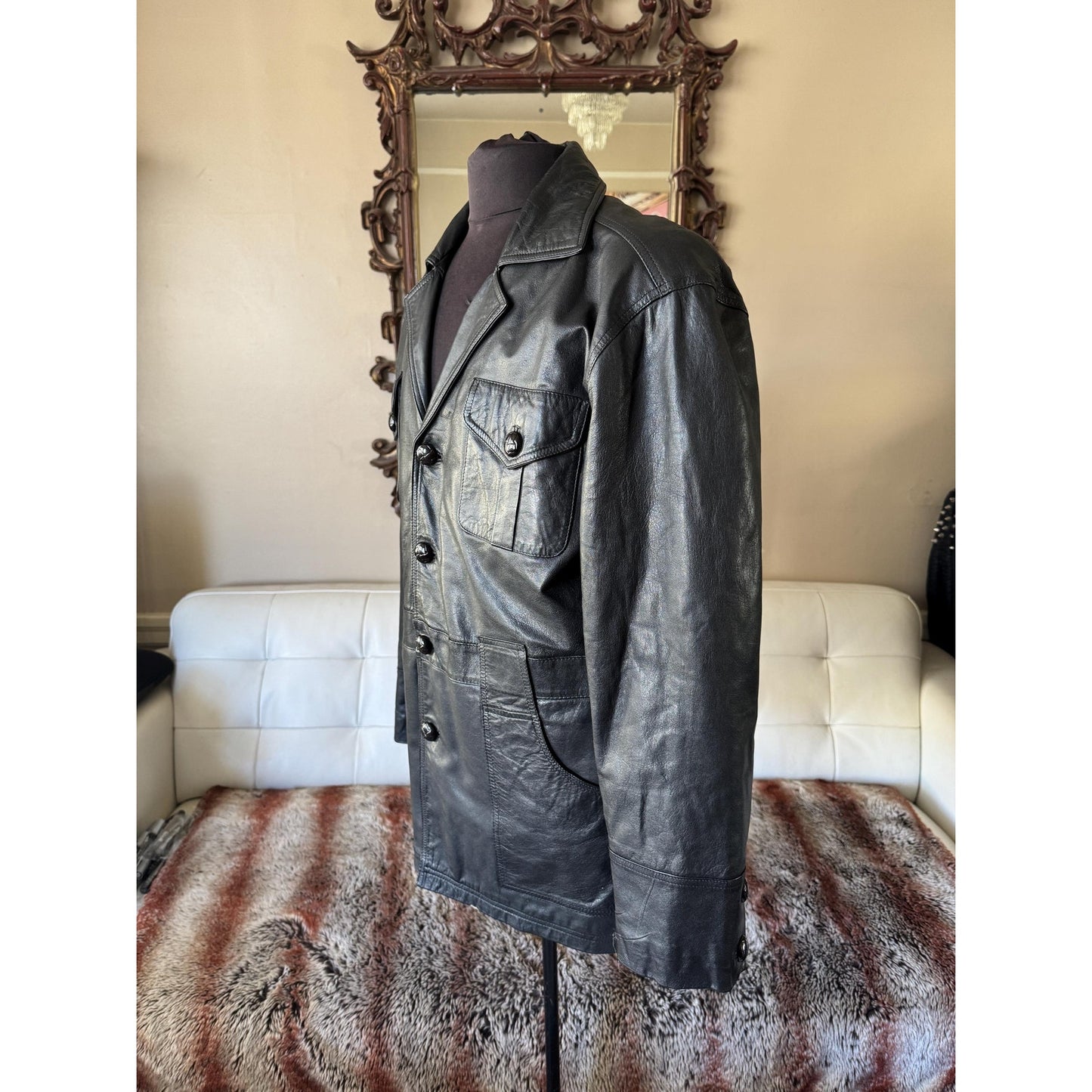 Men's Vintage Leather Jacket, X-Large, 46