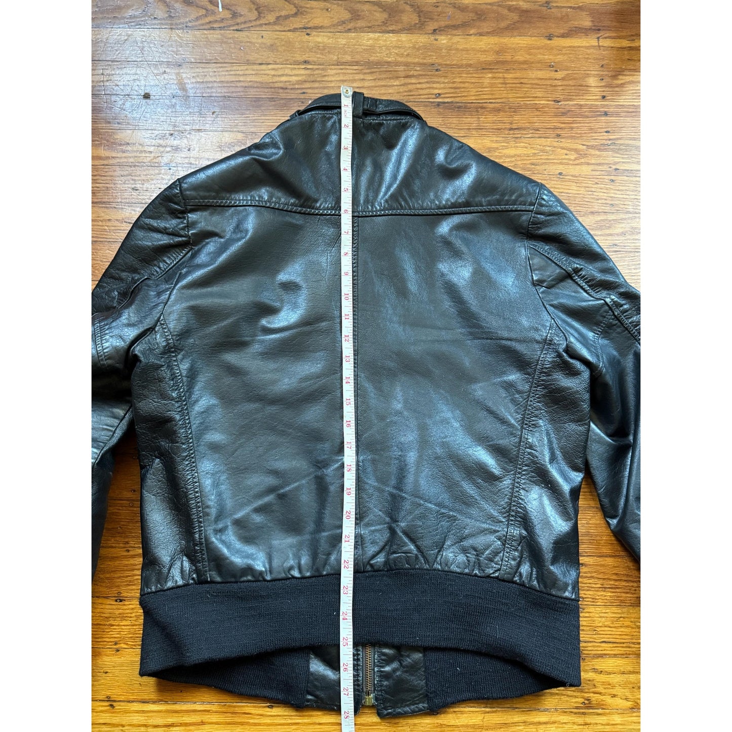 Copied - Men's Vintage Black Leather Bomber Jacket, Medium 40