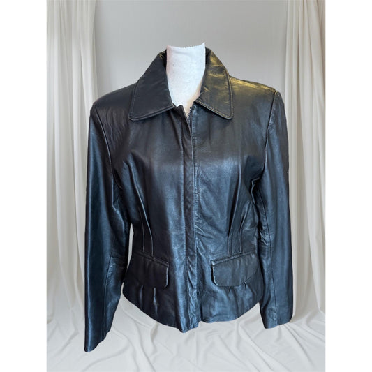 Black Leather Women's Jacket, Size M