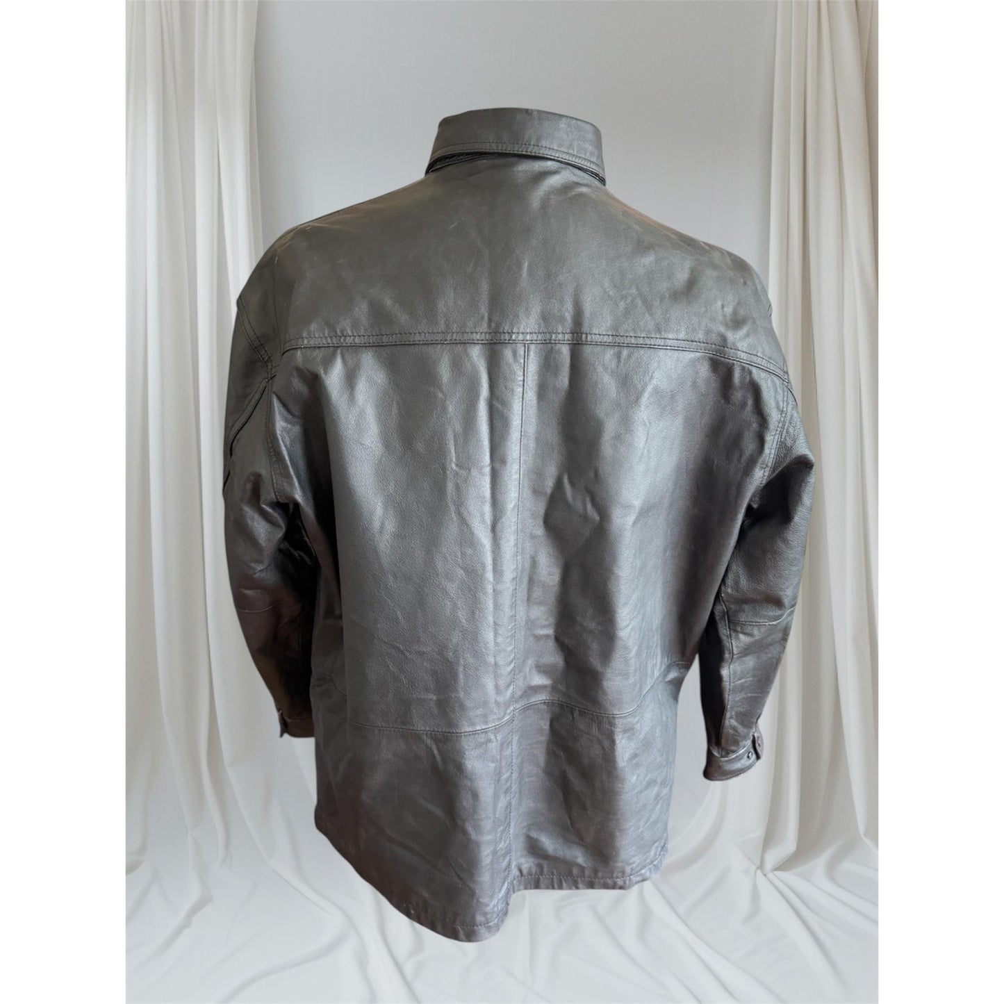 Men's Black Leather Jacket, XL