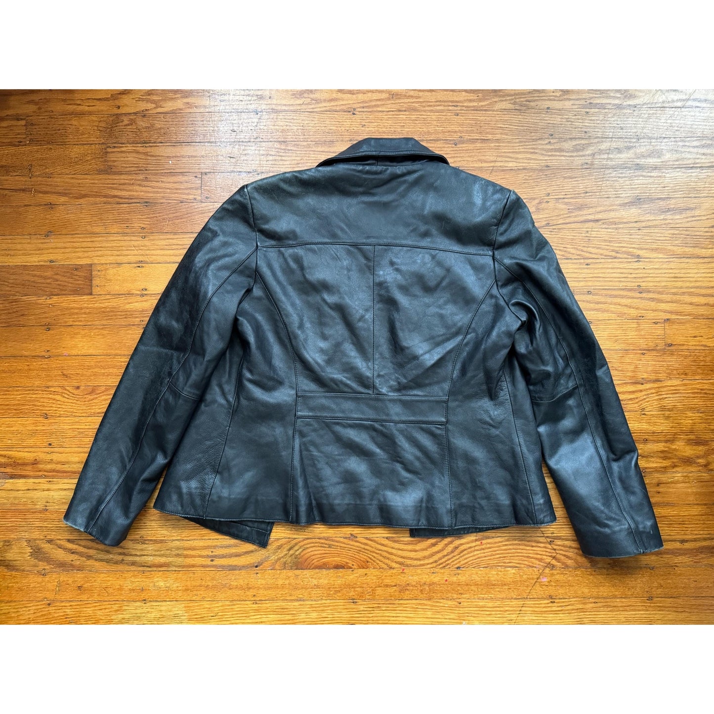 Black Leather Women's Blazer, Size L