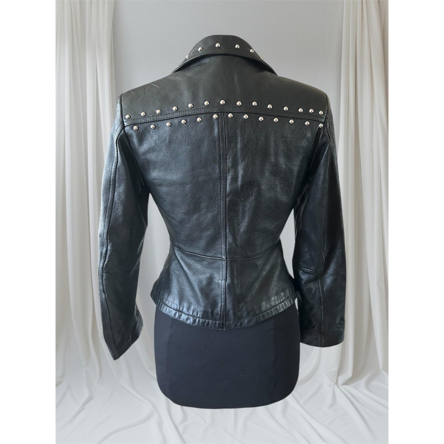 Women's Studded Leather Jacket, XS