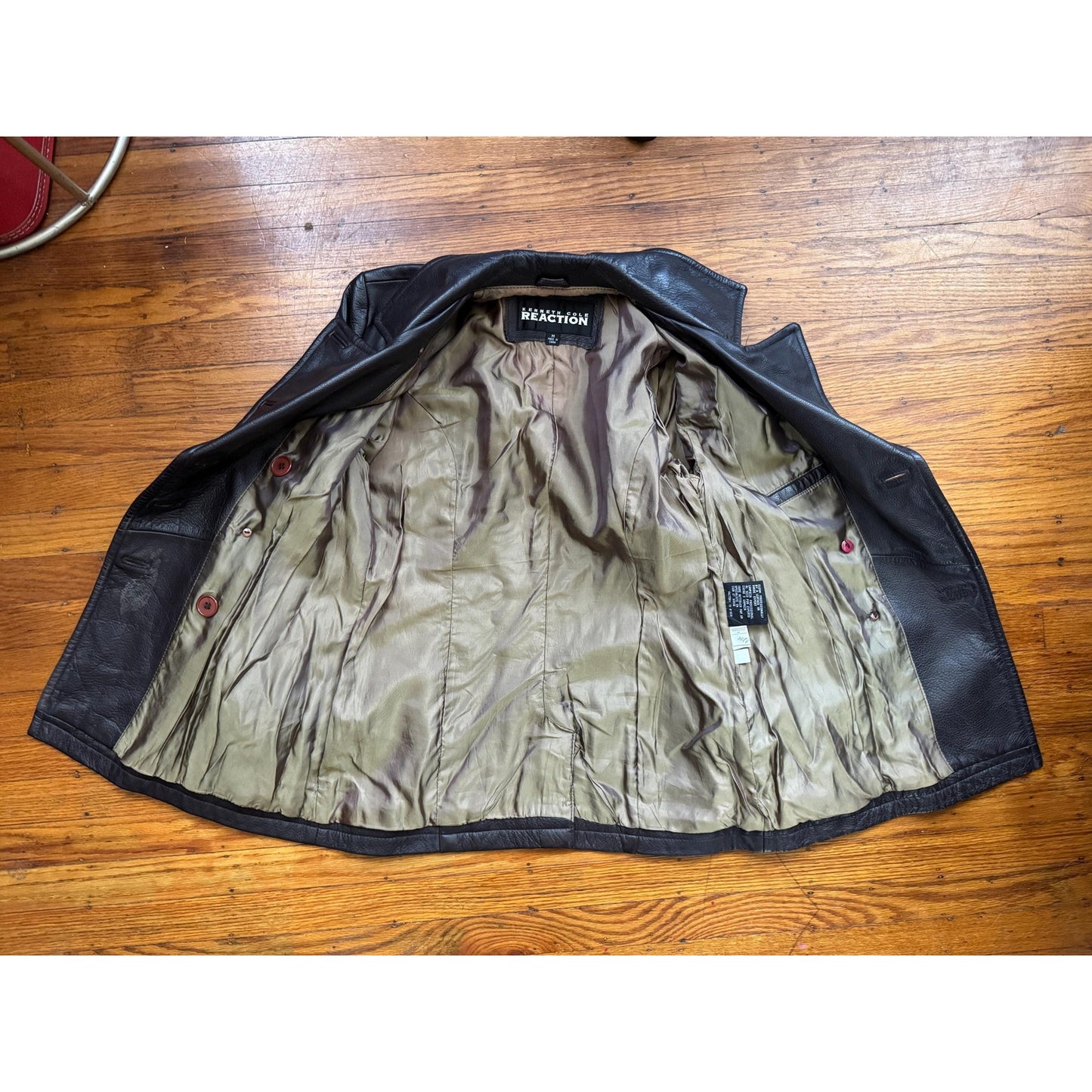 Dark Brown Women's Leather Trench Coat, M