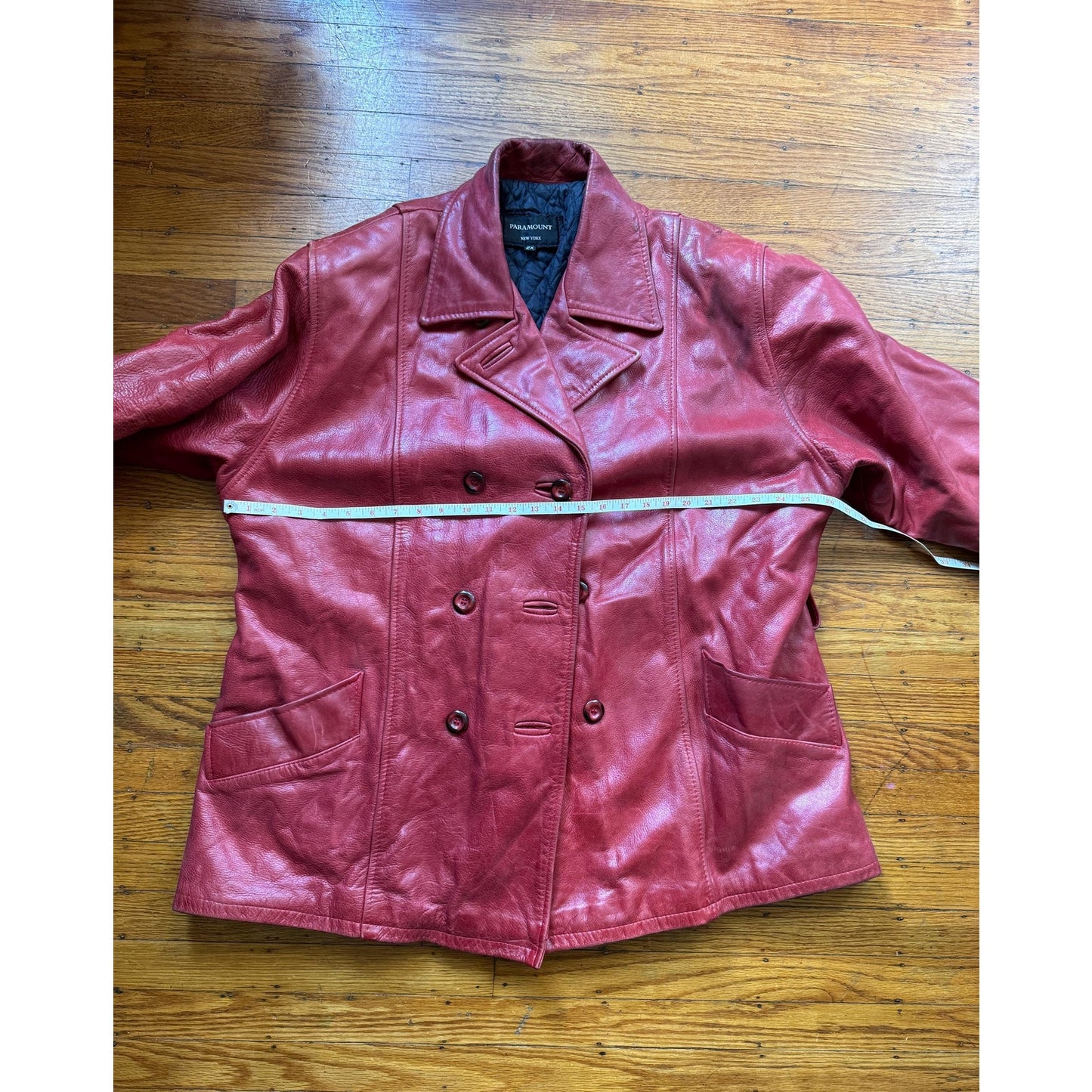 Red Women's Leather Trench Coat, 2XL