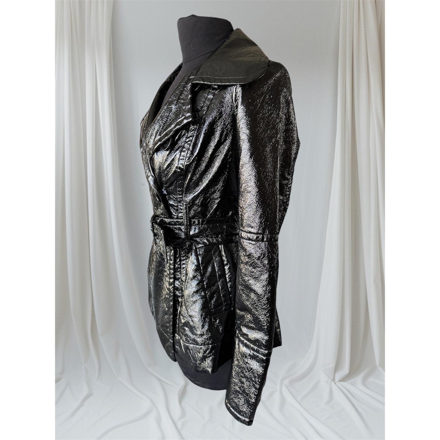 Women's Patent Leather Trench Coat, Small