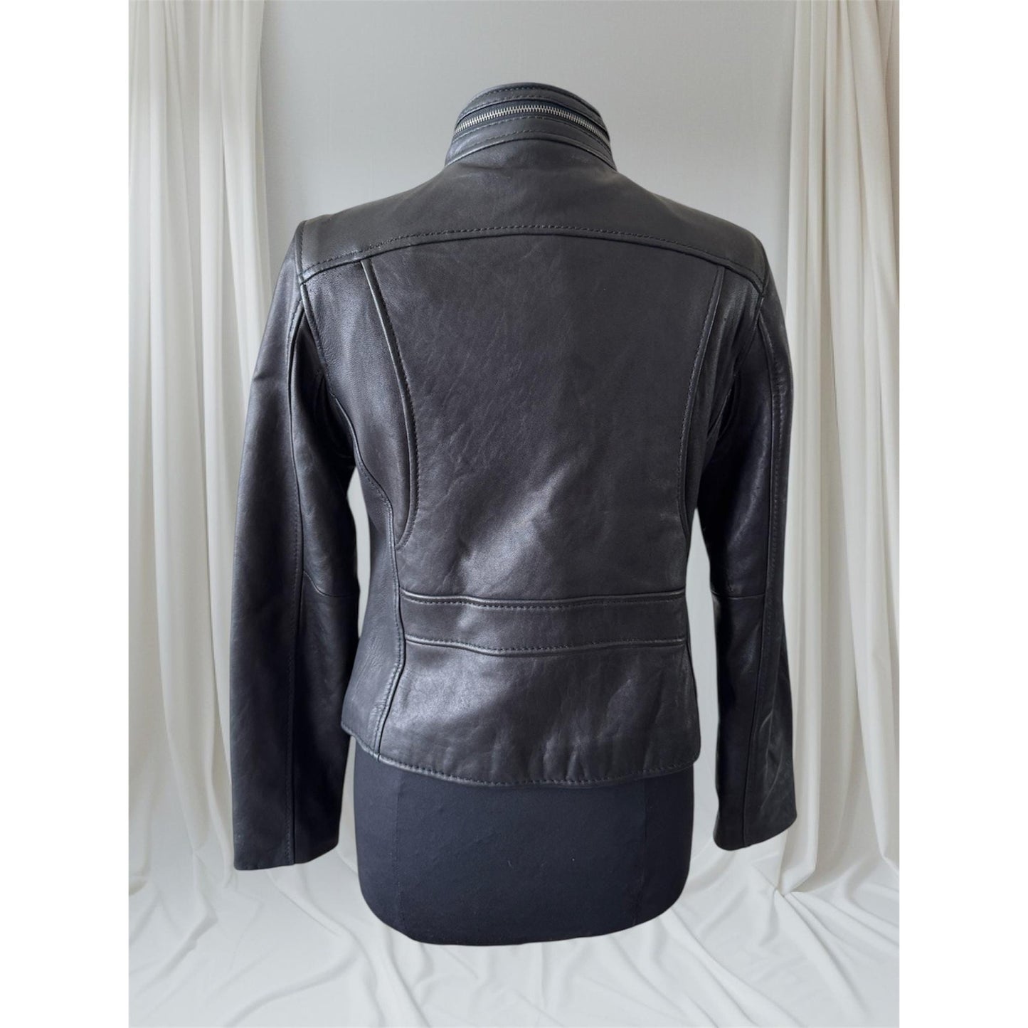 Women's Leather Motorcycle Jacket, Medium