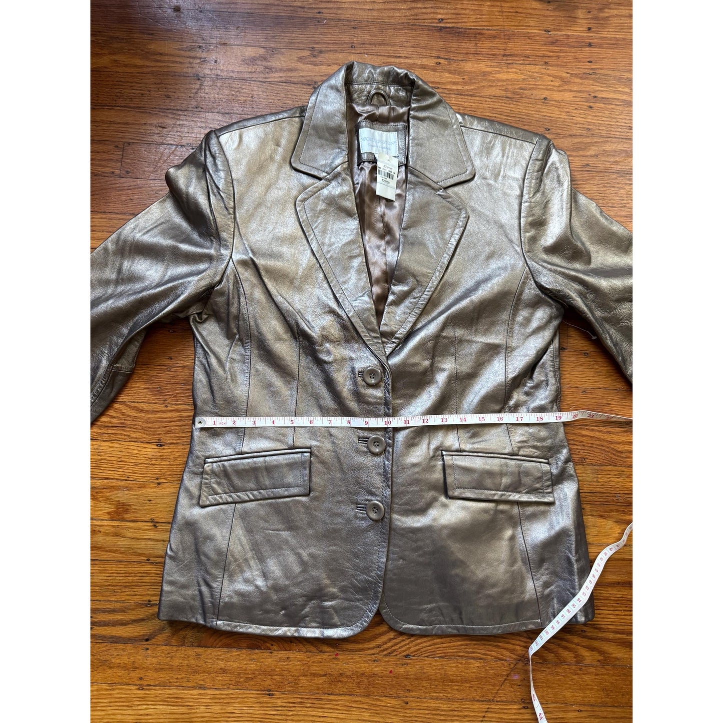 Women's Gold Genuine Leather Jacket, Large