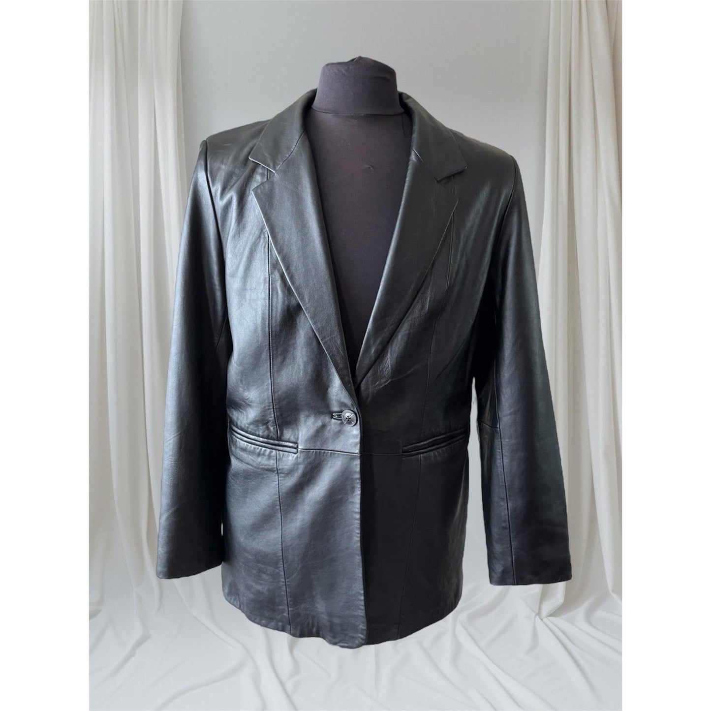 Men's Leather Blazer Jacket, Large