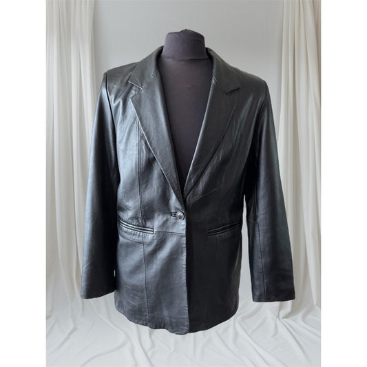 Men's Leather Blazer Jacket, Large