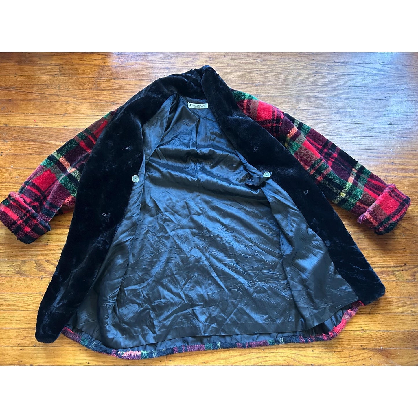 Tartan Faux Fur Coat, M
