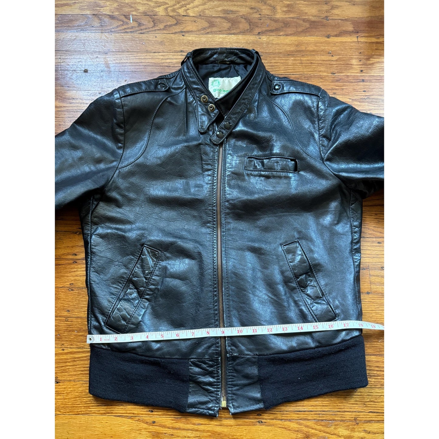 Copied - Men's Vintage Black Leather Bomber Jacket, Medium 40