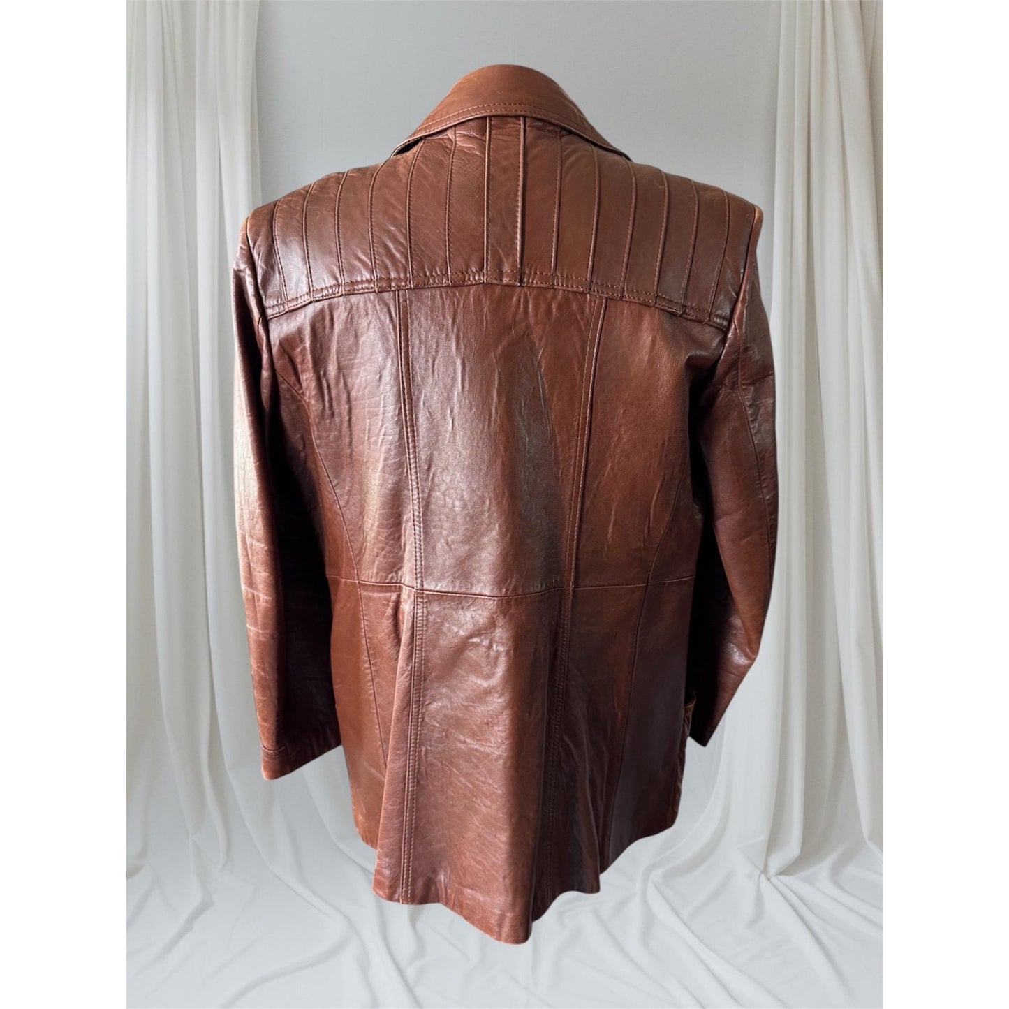 Men's Brown Vintage Leather Jacket, X-Large, 44