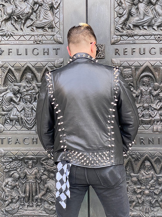 mens studded leather motorcycle jacket