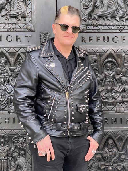 mens studded leather motorcycle jacket