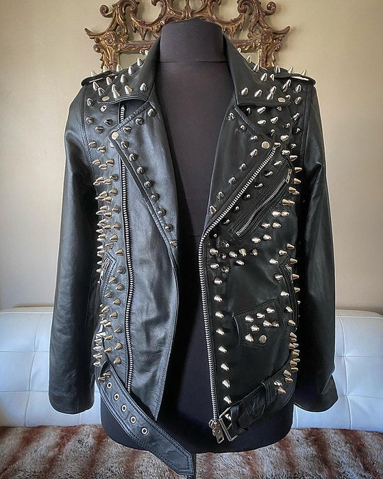 studded leather motorcycle jacket