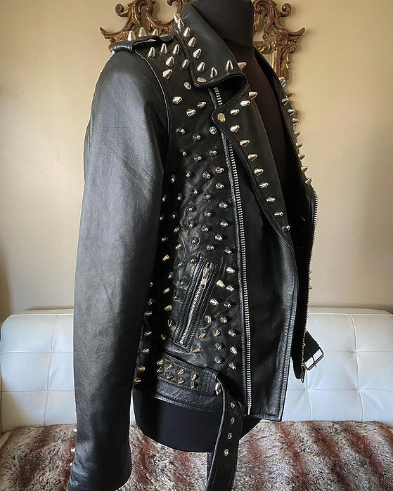 studded leather motorcycle jacket