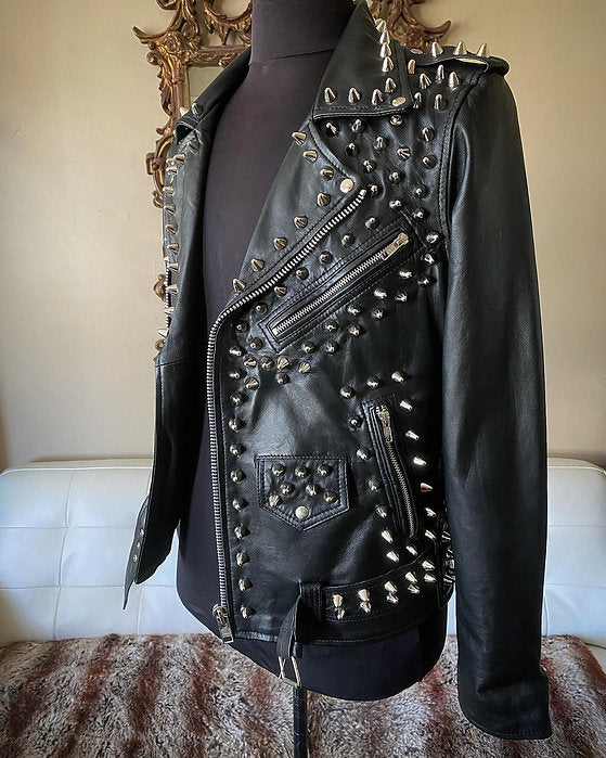 studded leather motorcycle jacket