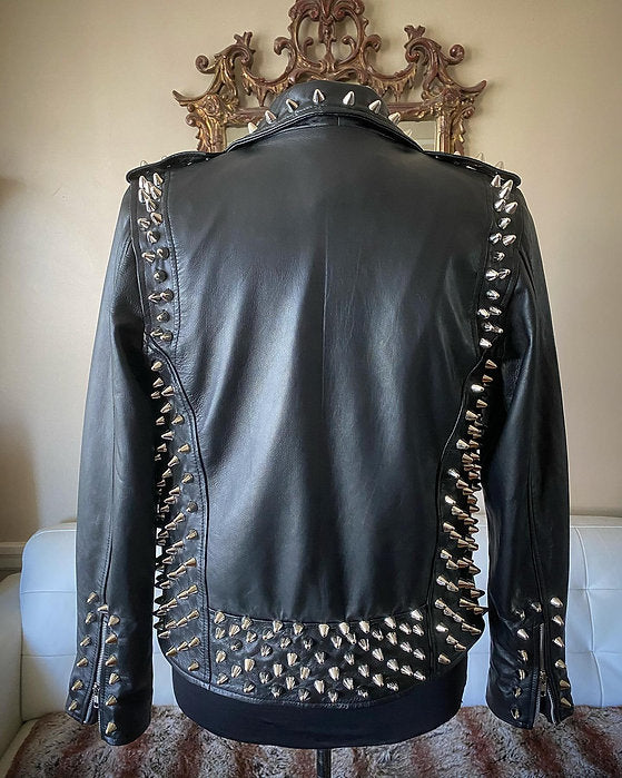 studded leather motorcycle jacket