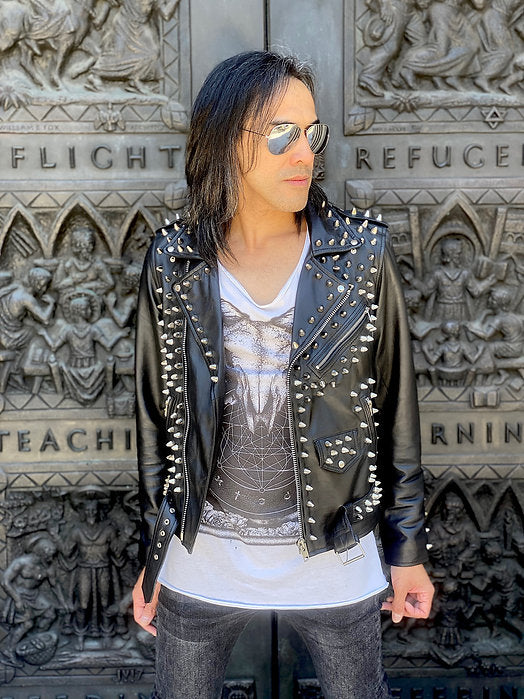 studded leather motorcycle jacket