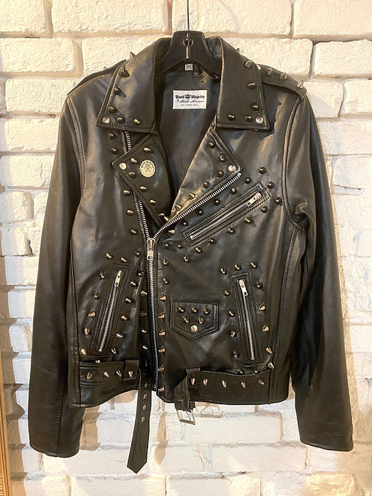 mens studded leather motorcycle jacket