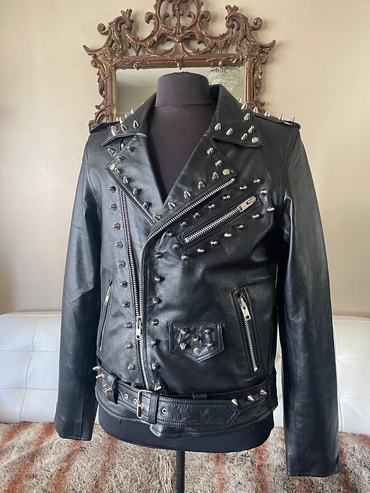 mens studded leather motorcycle jacket